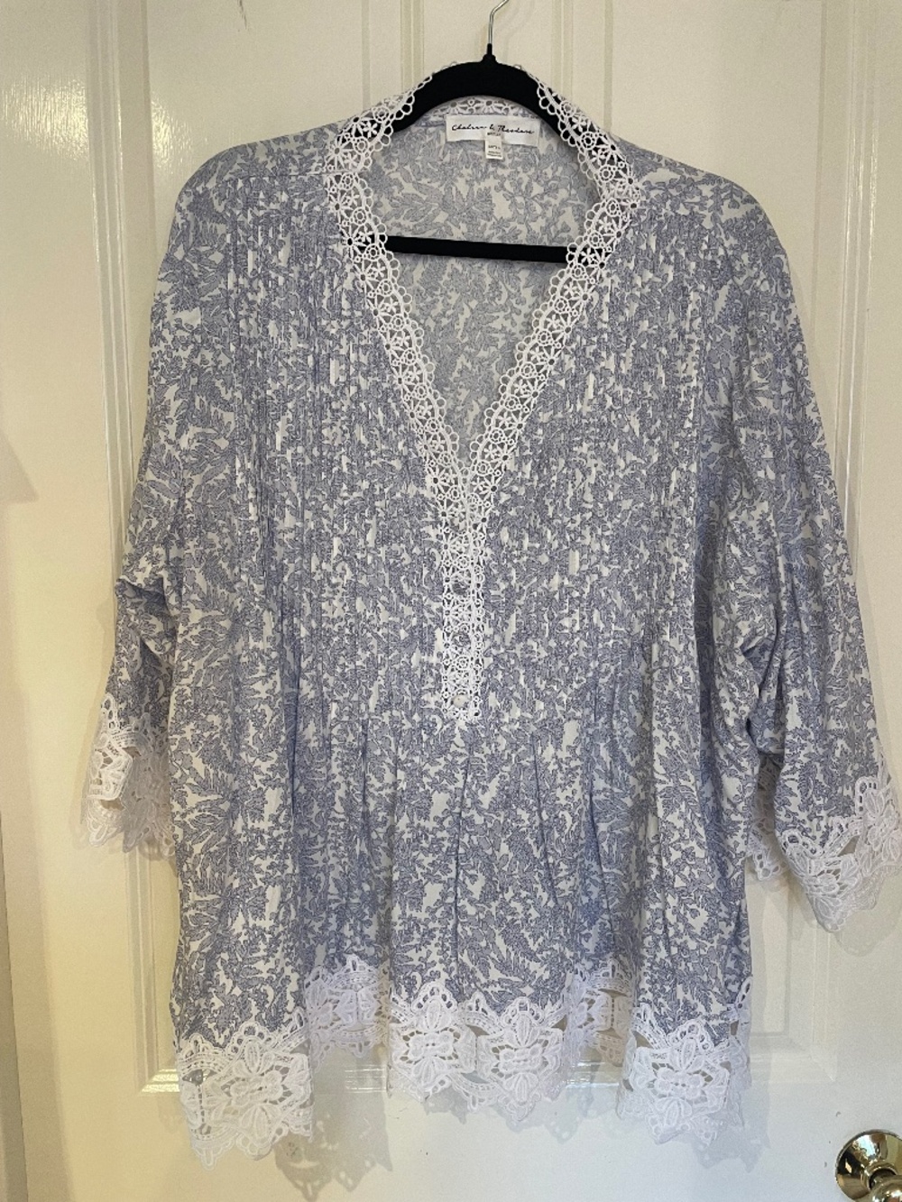 Blue and White Blouse-2X